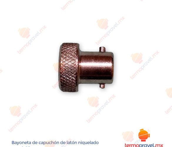 Bayoneta de capuchón de latón niquelado con doble perno - Termopravel.mx